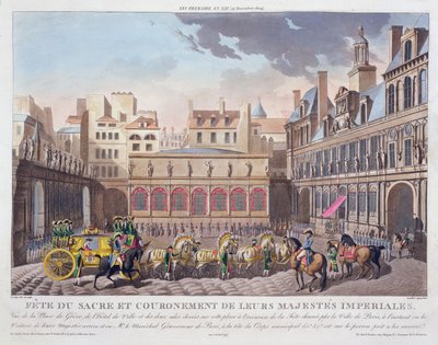 Sacred Festival and Coronation of their Imperial Majesties, View of the Place de Greve and the Hotel de Ville by Louis Le Coeur